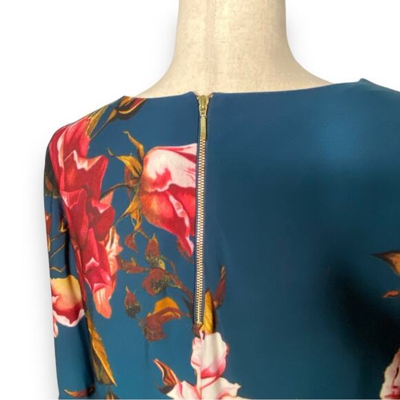 Roz & Ali Keyhole Shift Dress 3/4 Bell Sleeve Floral Print Women’s Size 1X - Picture 6 of 10